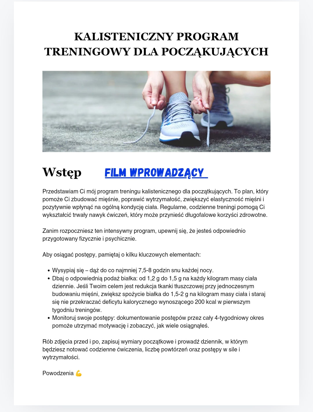 Calisthenics bodyweight program for beginners - 4 weeks program PL/ENG