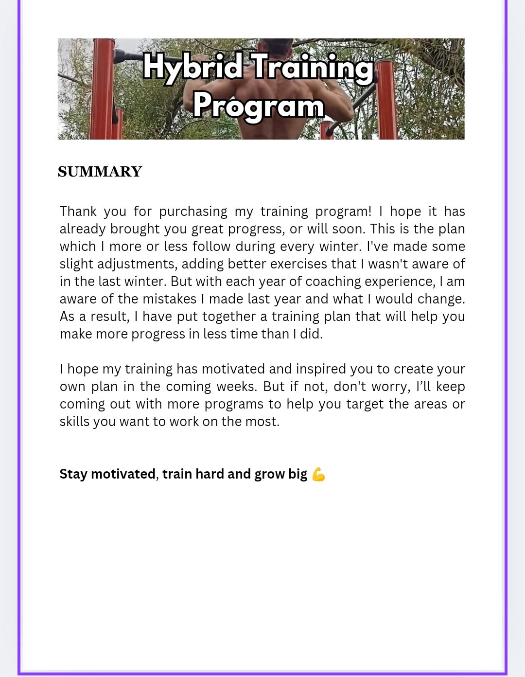 Hybrid Training Program - 4 days a week