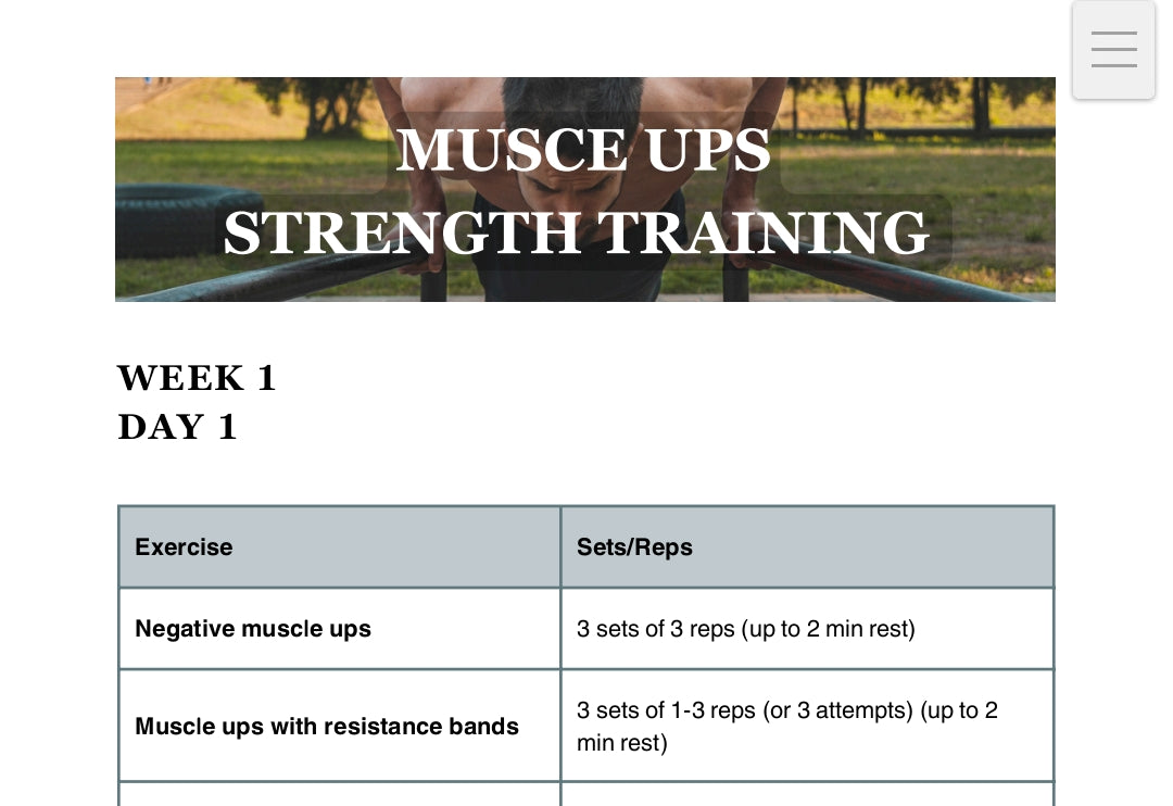 Muscle up training program